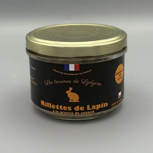 Pot de rillettes de lapin artisanales à la graisse de canard, 180 g, Les Terrines de Lydyves